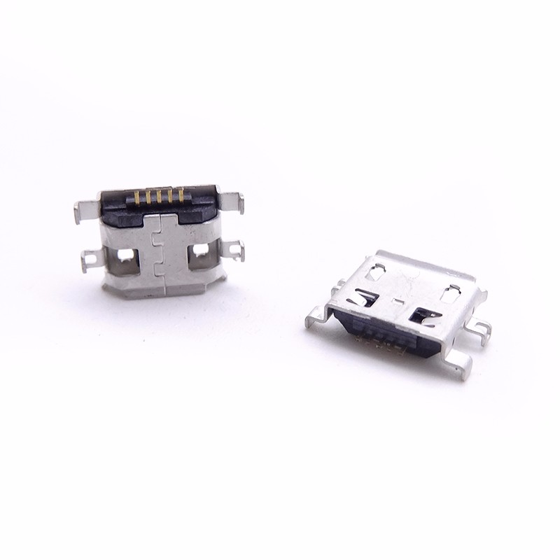 MICRO USB 5P母座 沉板0.8 四腳插板 有孔卷邊有導位