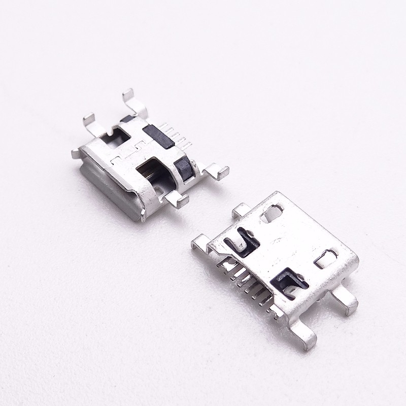 MICRO USB 5P母座 沉板1.00.8 四腳插板SMT 無孔卷邊