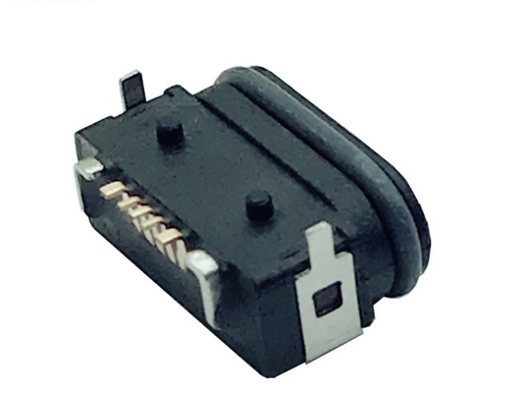 MICRO USB 5P母座 防水板上SMT母座 兩腳插板 有柱