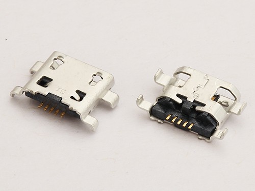 MICRO USB母座 B型沉板1.0四腳插板 無孔無導位 直邊貼板