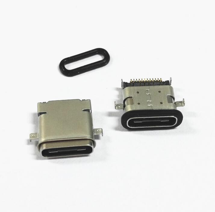 TYPE-C母座24P防水SMT+DIP 無邊