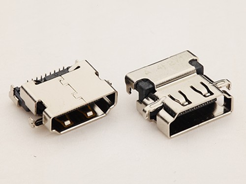 HDMI A型19P母座 高清口90度下沉板超高 4腳插板