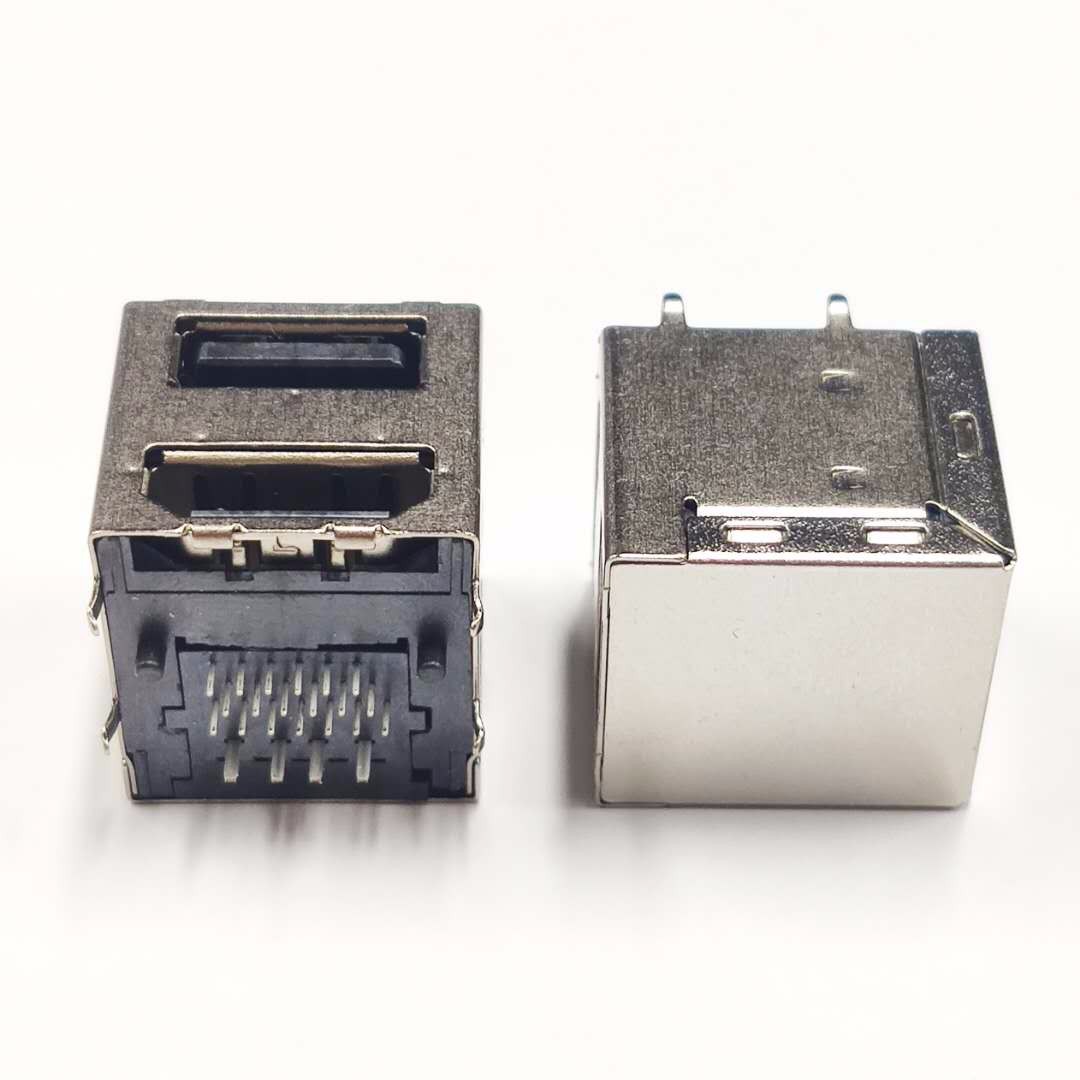 HDMI+USB母座 雙層USB+HDMI二合一母座 四腳全插