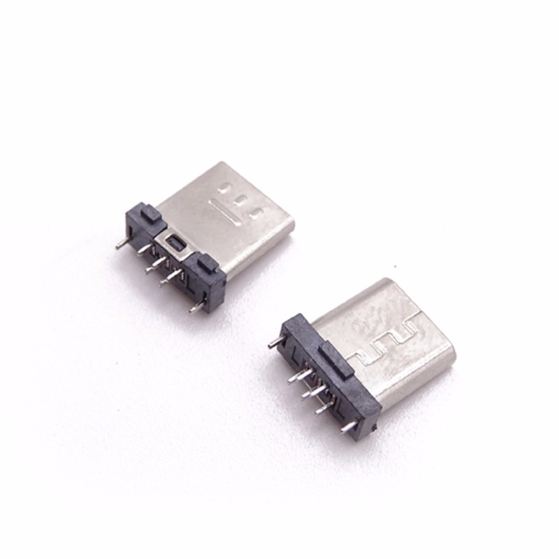 MICRO USB 5P公頭 180度立插 固定腳直插 無(wú)卡勾 有凸包
