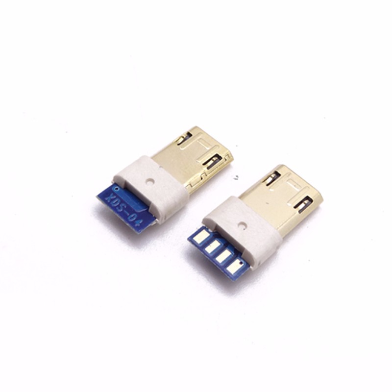 MICRO USB雙面插公頭 插板式包膠4P數據板 外殼鍍金