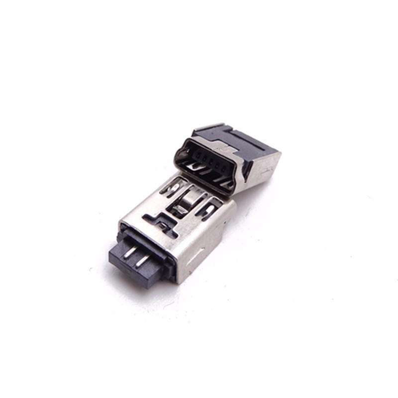 MINI USB 5P母座 B型前五后五焊線式母頭 無(wú)護(hù)套