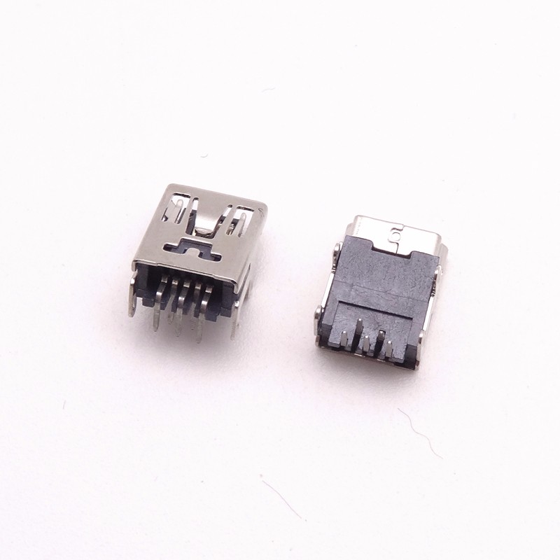 MINI USB 5P母座 B型上四腳全插母座 無(wú)柱 有凸包