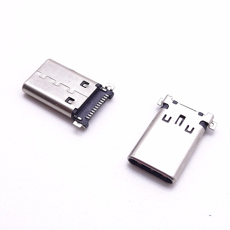 TYPE C 16P公頭 沉板單排貼片 兩腳全貼 有彈