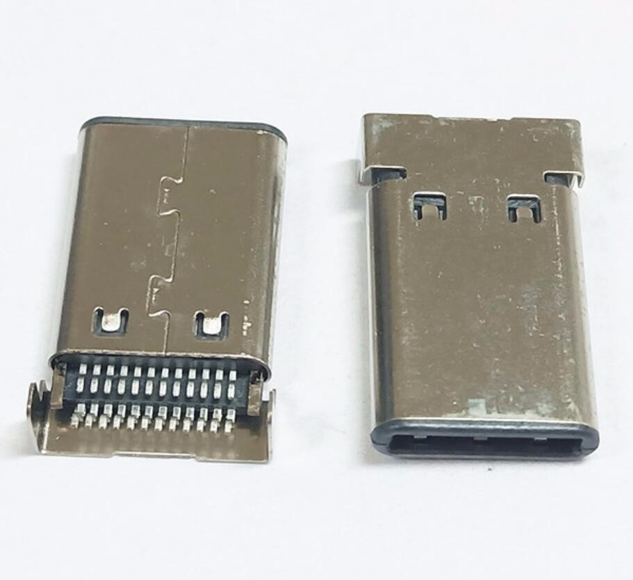 TYPE C 24P公頭 板上兩腳插板 針雙排貼片 無(wú)彈