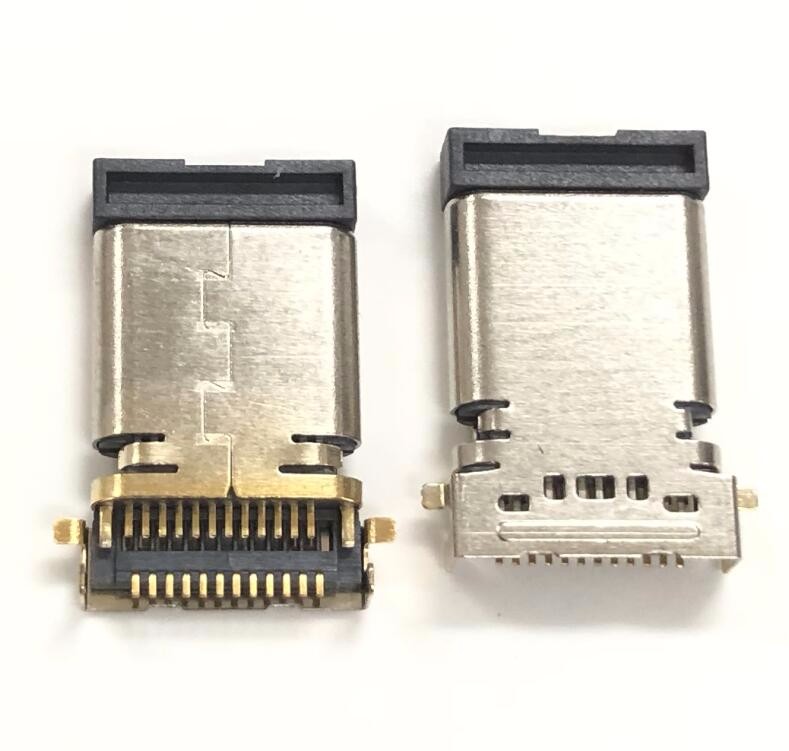TYPE C 24P公頭 沉板SMT雙排全貼 前貼后插 鍍金帶塞