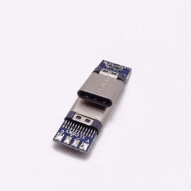 TYPE C 24P公頭 鉚壓有縫 夾板式 帶板2.0焊線式 USB3.1公頭