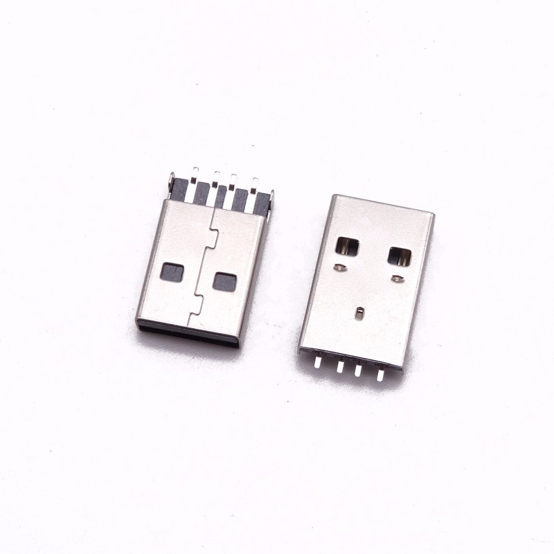 USB 2.0公頭 沉板180度貼片 彎腳插板 LCP黑膠