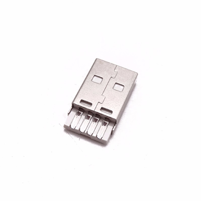 USB 2.0公頭 一體型焊線式4P 焊接A公 白膠