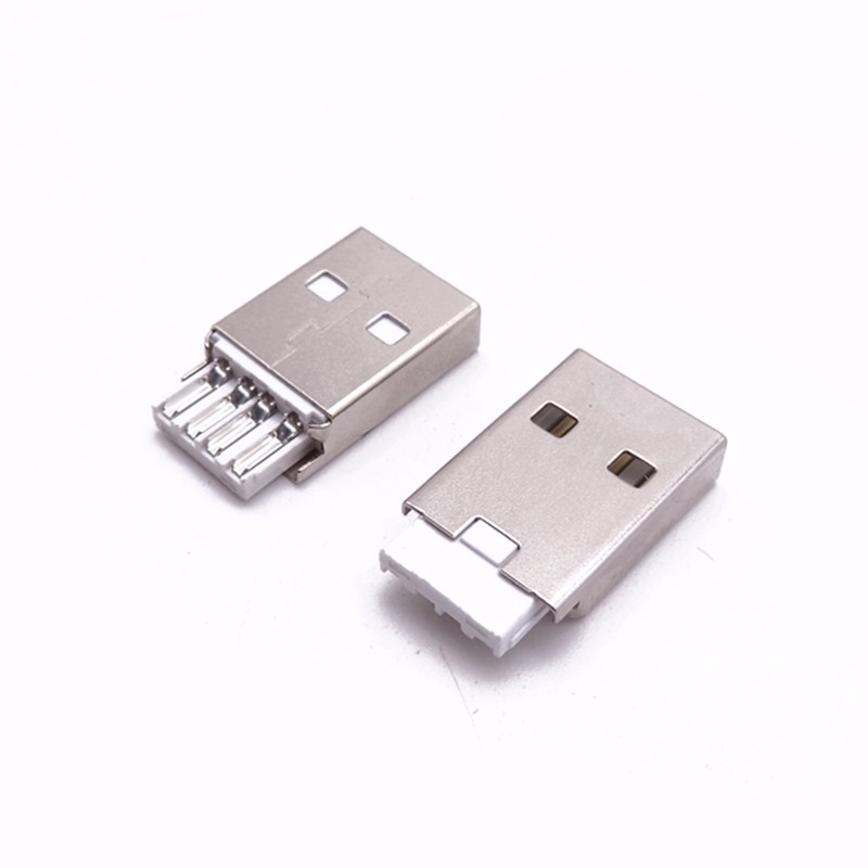 USB 2.0公頭 窄膠芯 長體焊線式白膠 焊接式