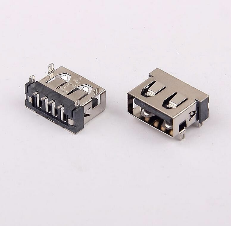 USB 2.0母座 短體10.6四腳插板 針貼片 5.7H直邊