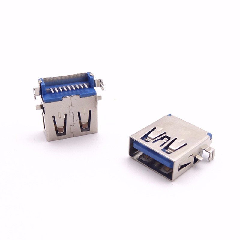 USB 3.0母座 沉板下沉式 前貼后插 針DIP插板 直邊