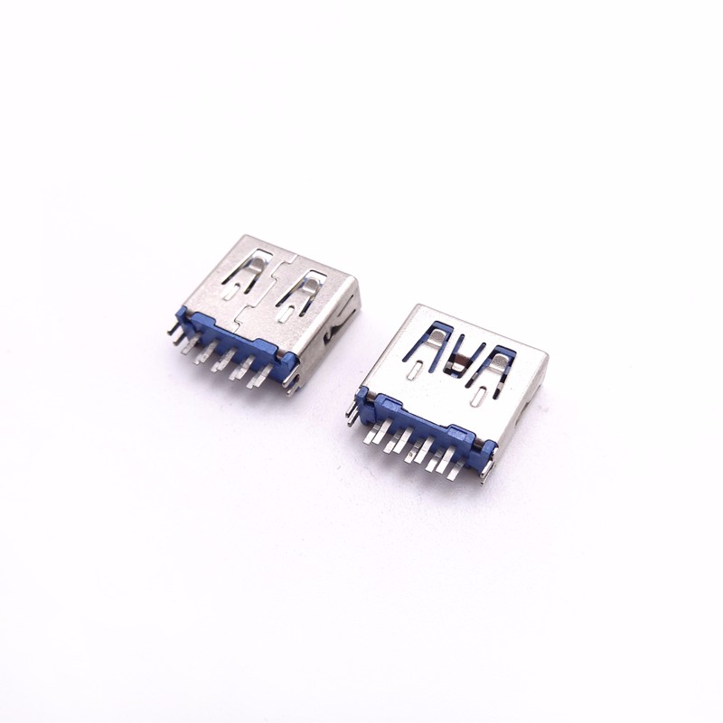 USB 3.0母座 短體180度夾板式立插母頭 夾板腳直邊