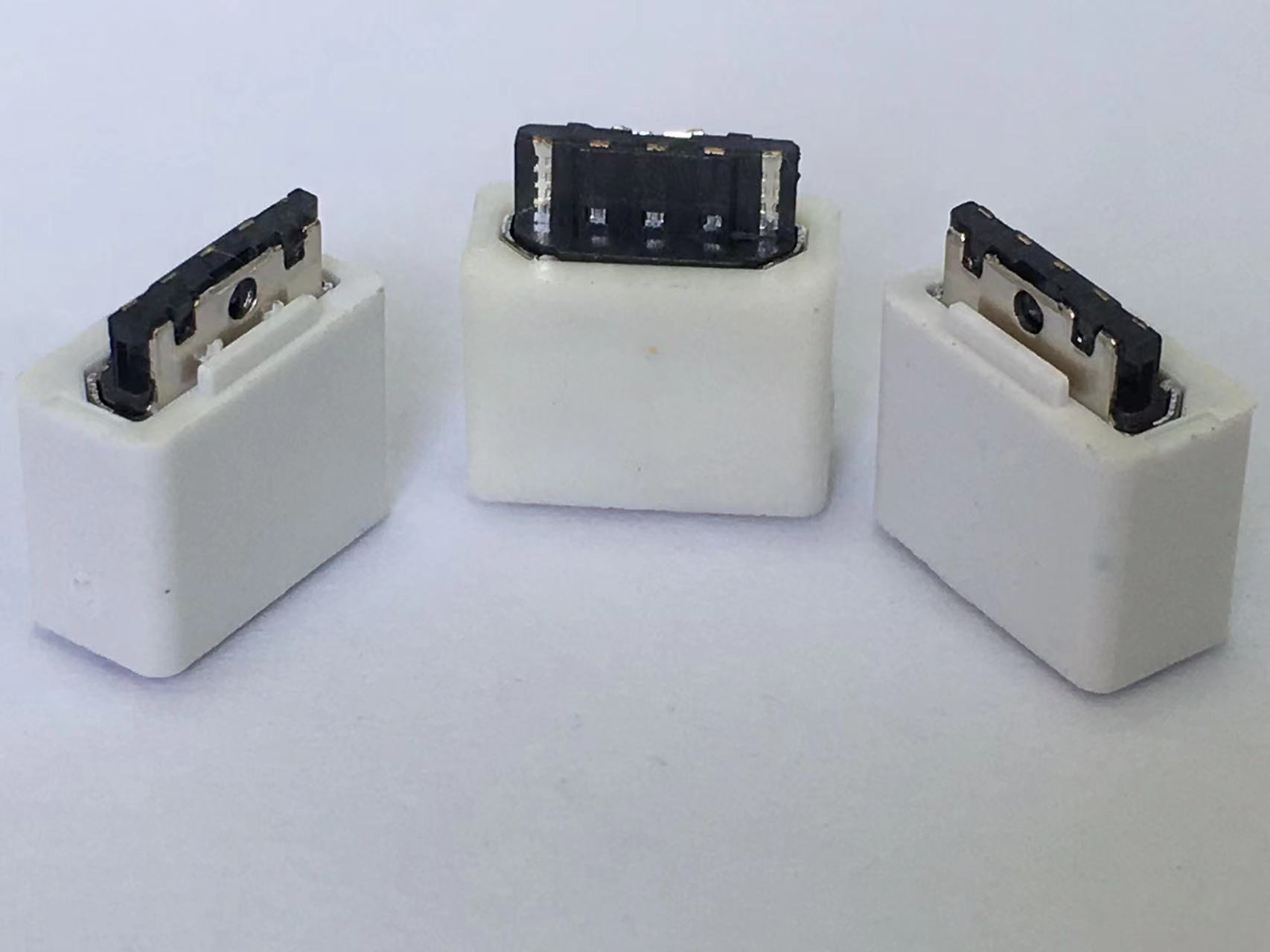 USB MICRO 5P母座 前五后二焊線式 加護(hù)套 
