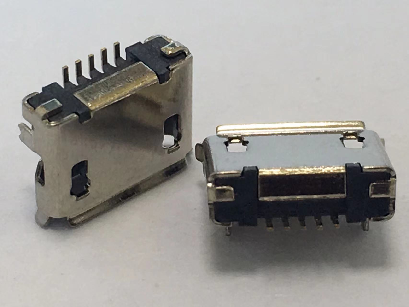 MICRO 5P 母座 插腳SMT 5.9腳距 1.25長(zhǎng)針 無(wú)柱 有柱 卷邊 直邊