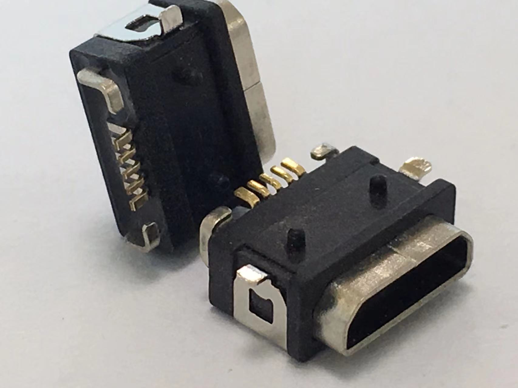MICRO USB  B型防水母座 板上型 沉板 立插 立貼 帶防水圈 防水等級(jí)IPX8 電源腳電流可達(dá)3A
